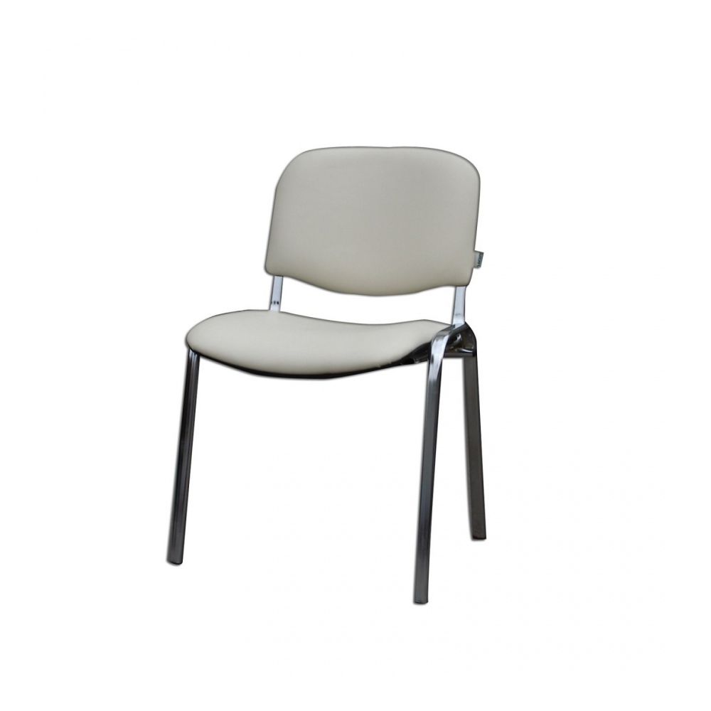 Посетителски стол TAURUS TC S, еко кожа, метална база хром, без подлакътници, бял