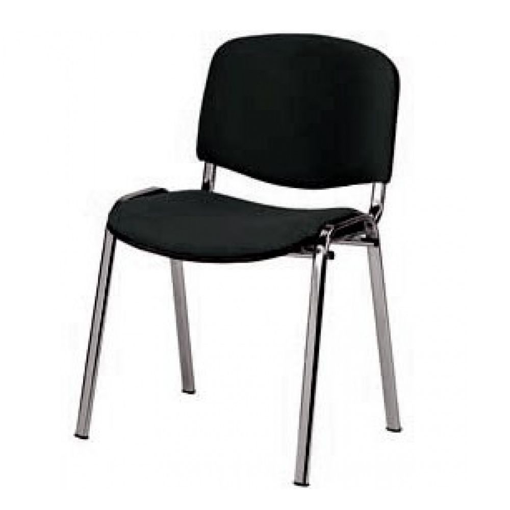 Посетителски стол TAURUS TC S, еко кожа, метална база хром, без подлакътници, черен