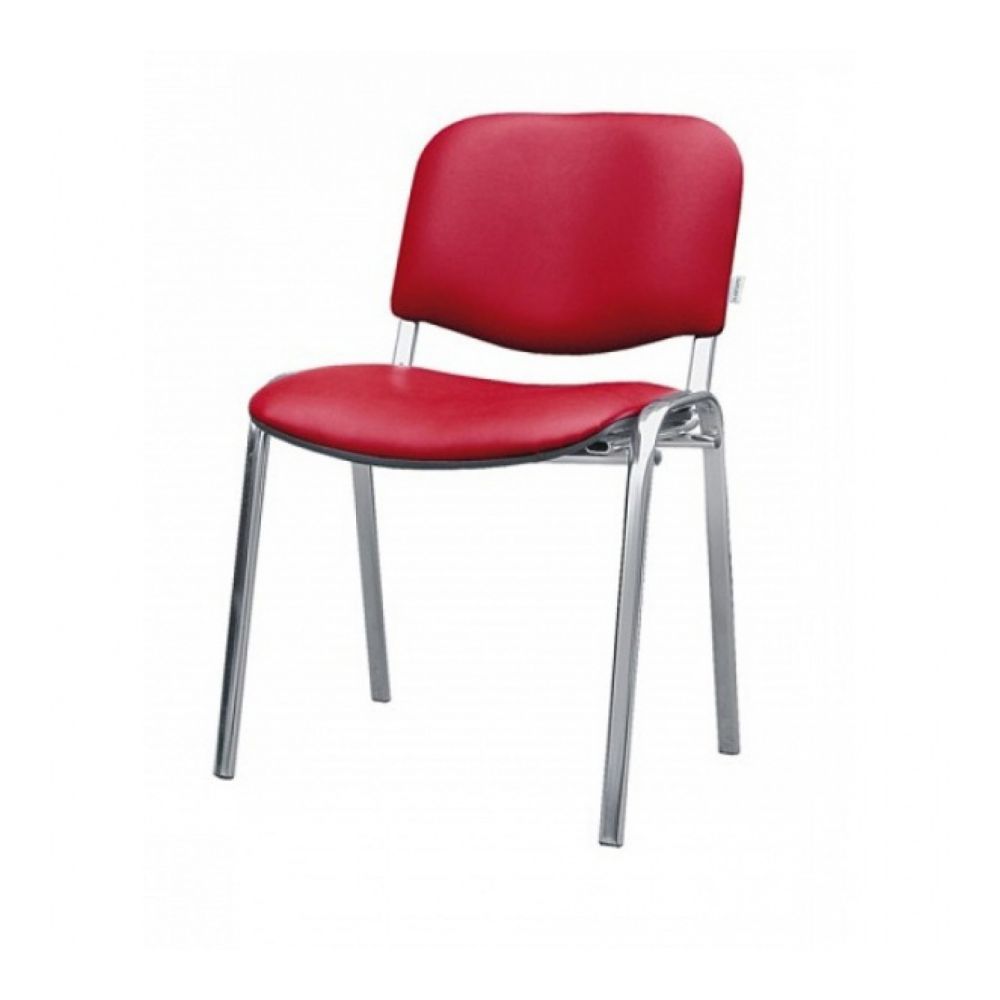 Посетителски стол TAURUS TC S, еко кожа, метална база хром, без подлакътници, червен