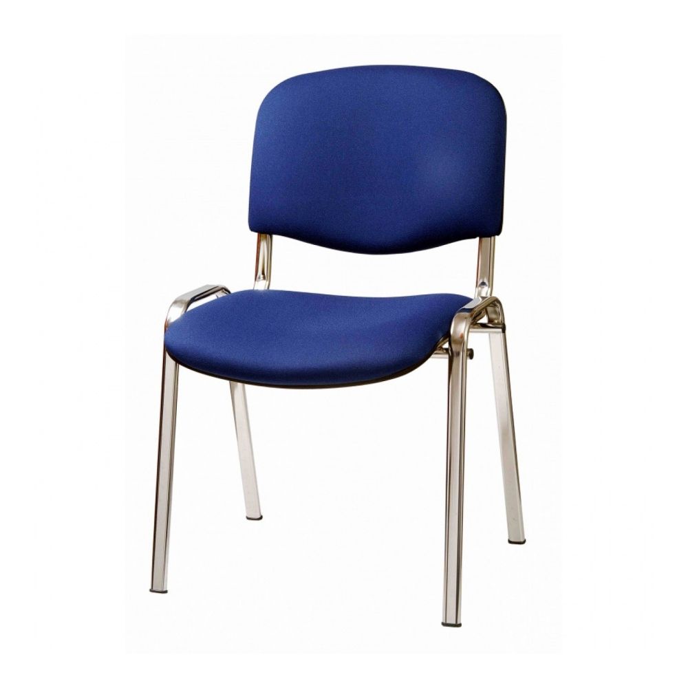 Посетителски стол TAURUS TC S, еко кожа, метална база хром, без подлакътници, син