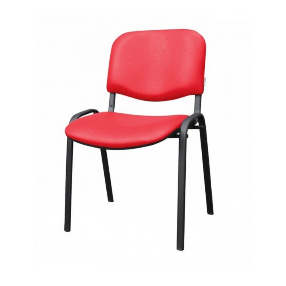 Посетителски стол TAURUS TN S, еко кожа, черна метална база, без подлакътници, червен