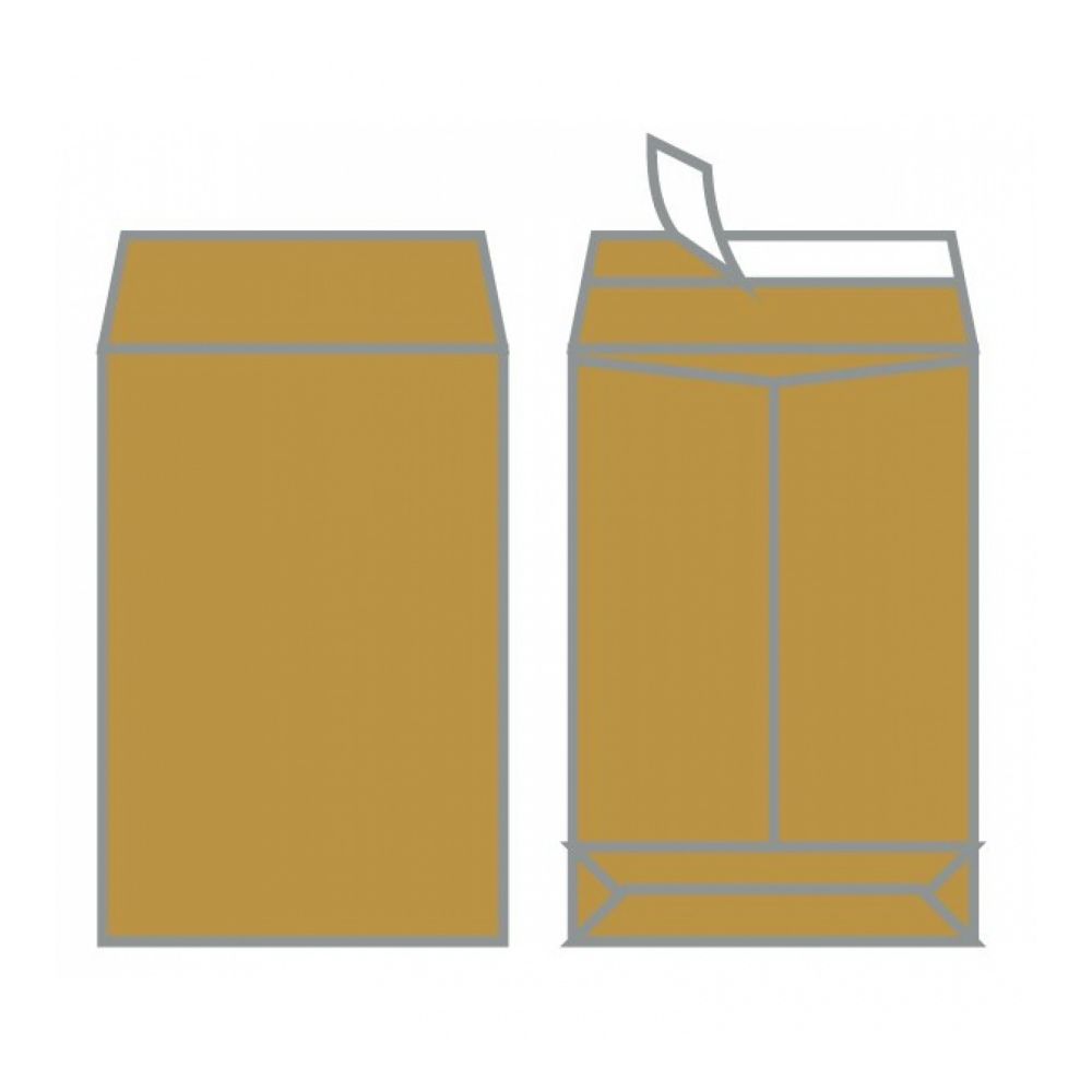 Пощенски плик E4, 300х400х50 мм, с разширение и дъно, 110 г, кафяв натрон