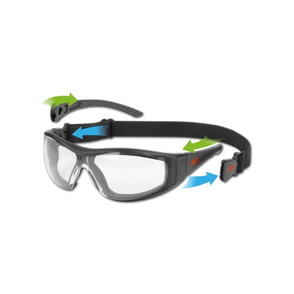 Предпазни очила маска JSP Stealth™ Hybrid, 166.1.B.K.N & EN 170 2-1.2, прозрачни стъкла с ластик