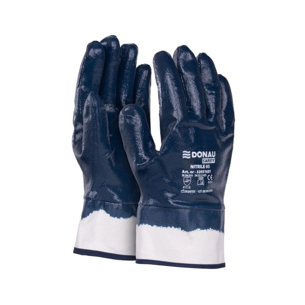 Предпазни ръкавици DONAU Safety, изцяло нитрилно покритие, тъмносини,размер 10 (XL)