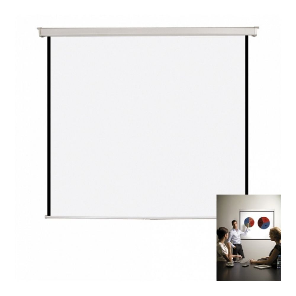 Прожекционен екран Bi-Office, 1500х1500 мм, формат 1:1, ръчно управление