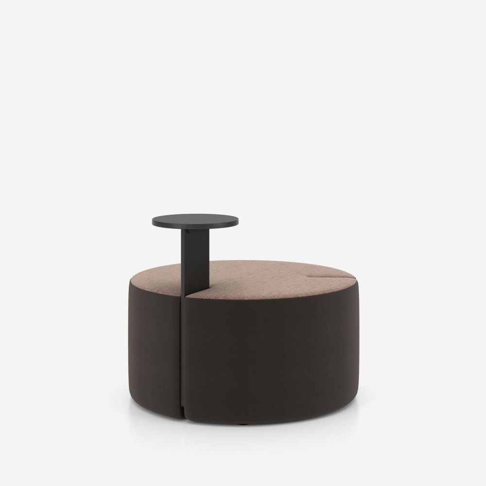 Пуф за сядане Tri.ply, с поставка, 850х850х450 мм, тапицерия дамаска SX4024, маслинено бозаво