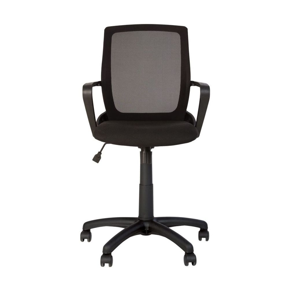 Работен стол Fly Black, мрежа и дамаска, черна PP база, без подлакътници, черен