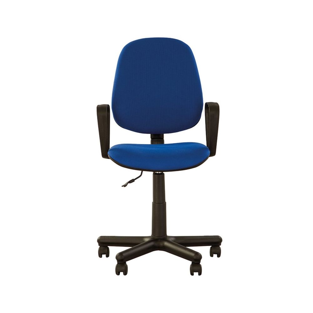 Работен стол Forex, дамаска, метална база с декоративни капаци, фиксирани подлакътници, син