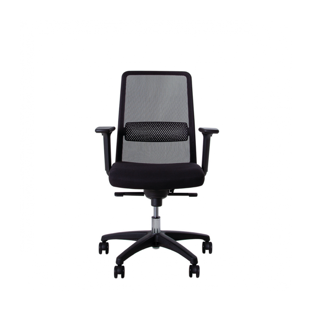 Работен стол Frame Black, мрежа и дамаска, черна PP база, фиксирани подклакътници, черен