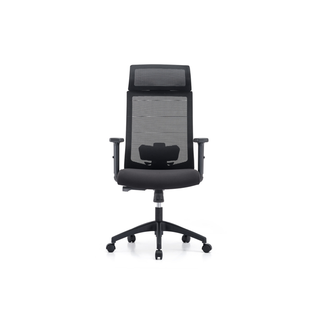 Работен стол JAZZ, мрежа и дамаска, черна PP база,регулируеми подклакътници, черен