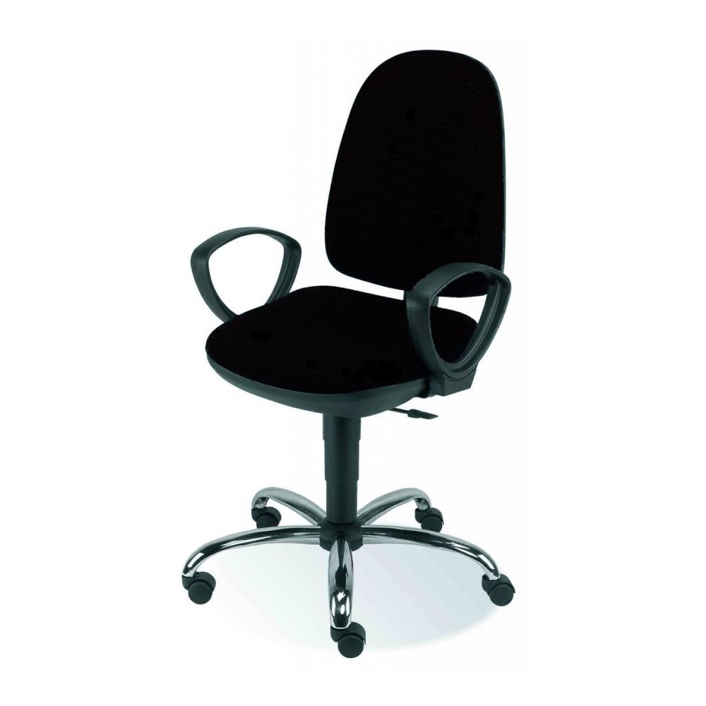 Работен стол Pegaz Steel, дамаска, база хром, фиксирани подлакътници, черен