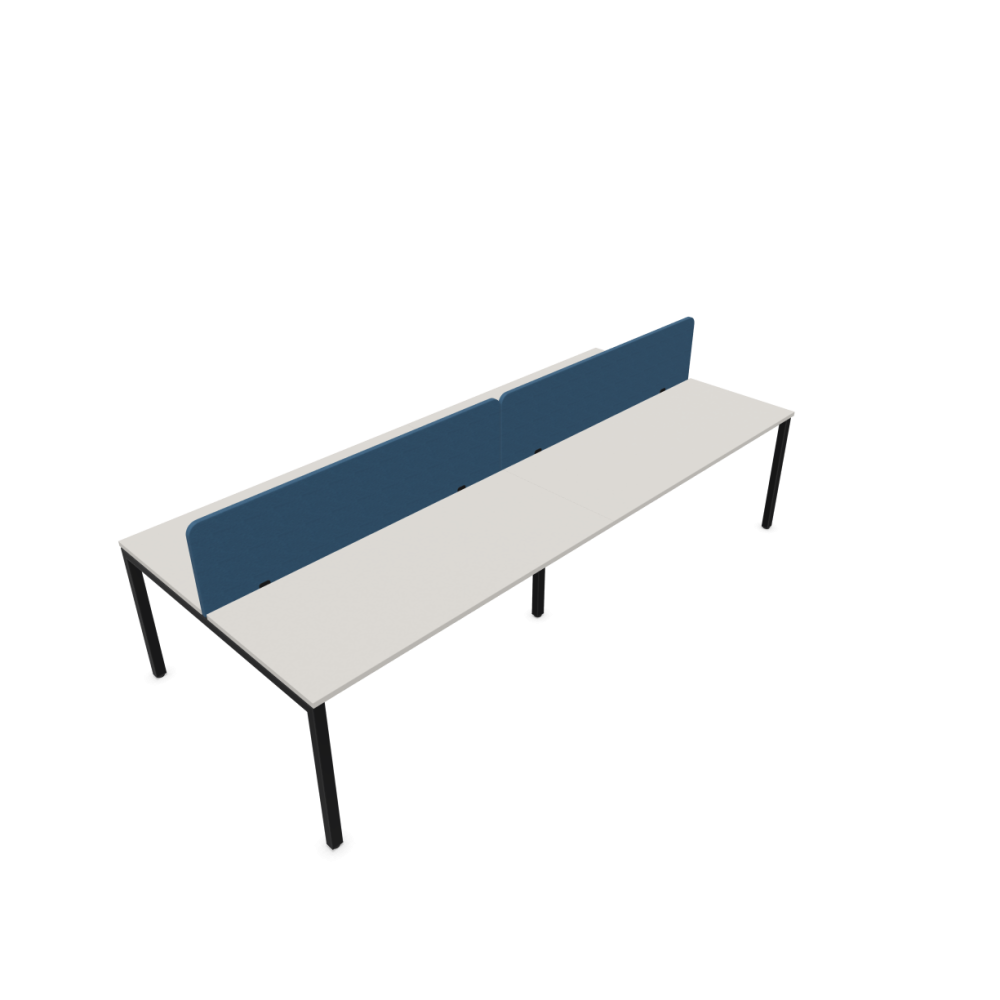 Работна станция с четири места CS5040 Workbench, син панел, черна рамка,3200x1400x740 мм,25мм,сива