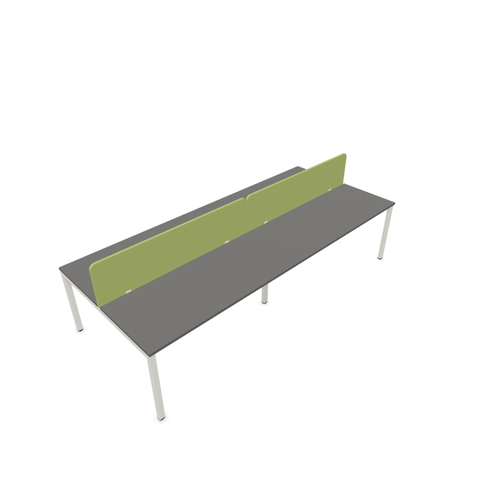 Работна станция с четири места CS5040 Workbench, зелен панел, бяла рамка,3200x1400x740 мм,25мм,сива