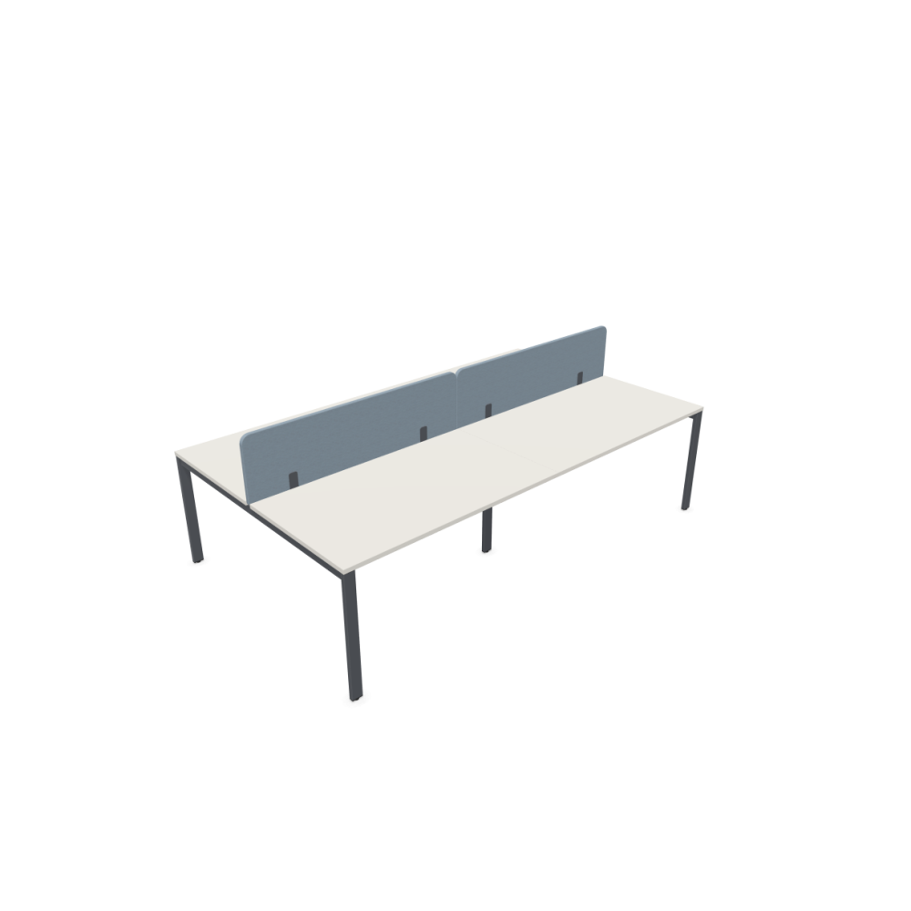Работна станция с четири места SQart Workbench, сив панел, сива рамка, 2800x1600x740 мм, светлосиво