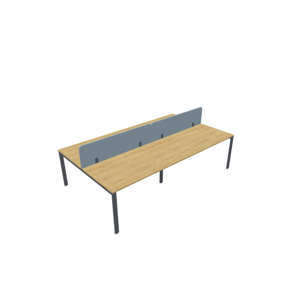 Работна станция с четири места SQart Workbench, сив панел, сива рамка, 2800x1600x740мм, дъб Хамилтън