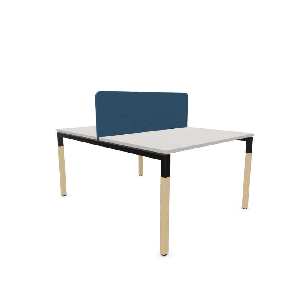 Работна станция с две места CS5040 Workbench, син панел, черна рамка,1200x1600x740 мм,ПДЧ 25мм,сива