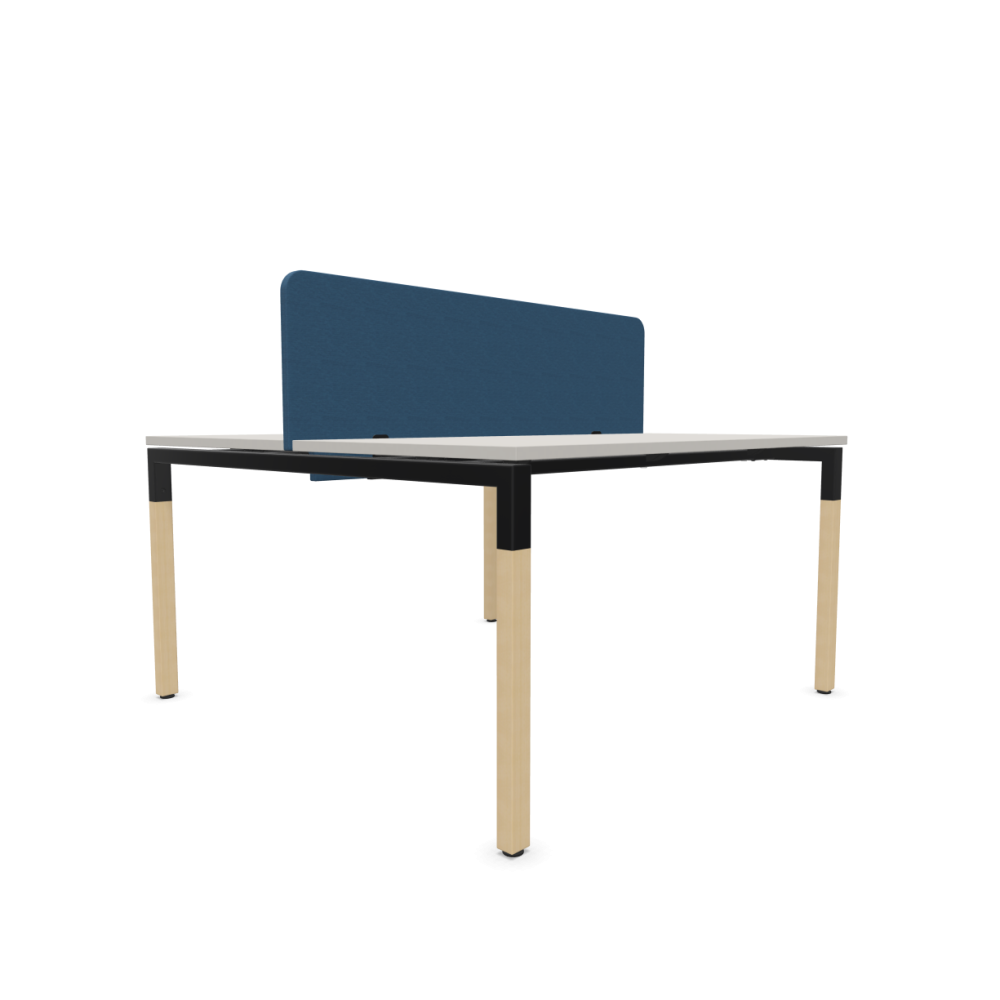 Работна станция с две места CS5040 Workbench, син панел, черна рамка,1400x1400x740 мм,ПДЧ 25мм,сива