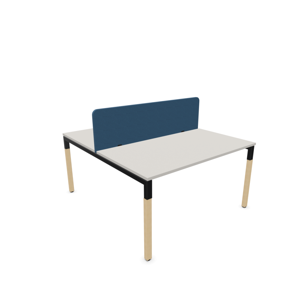 Работна станция с две места CS5040 Workbench, син панел, черна рамка,1400x1600x740 мм,ПДЧ 25мм,сива