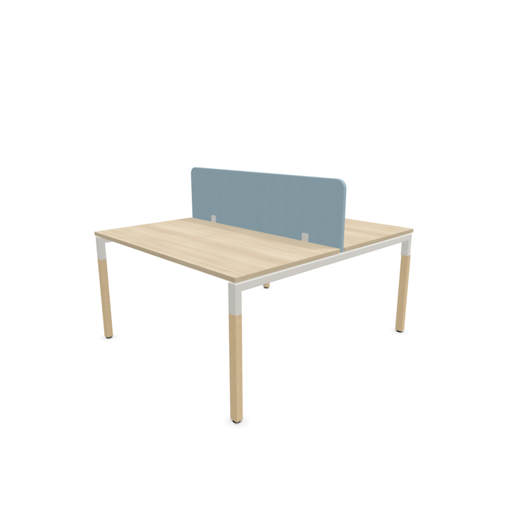 Работна станция с две места CS5040 Workbench, сив панел,бяла рамка,1400x1600x740 мм, ПДЧ 25мм,акация