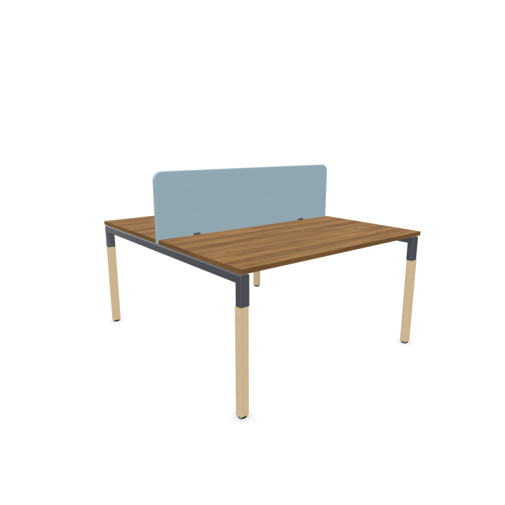 Работна станция с две места CS5040 Workbench, сив панел, сива рамка,1400x1600x740 мм,ПДЧ 25мм,орех