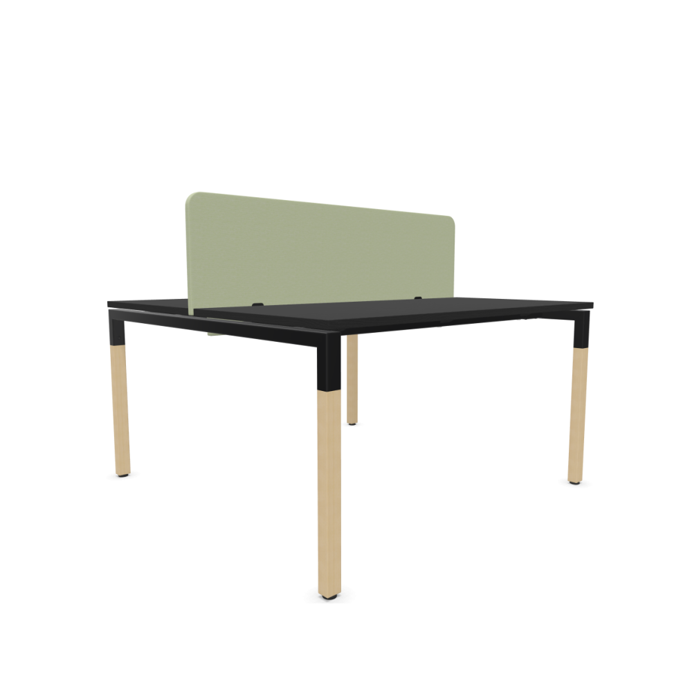 Работна станция с две места CS5040 Workbench, зелен панел,черна рамка,1400x1400x740 мм,25мм,графит