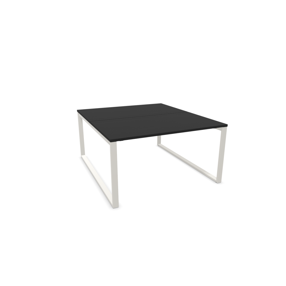 Работна станция с две места SQart Workbench, бяла рамка, 1400x1600x740 мм, ПДЧ 25мм, черен графит