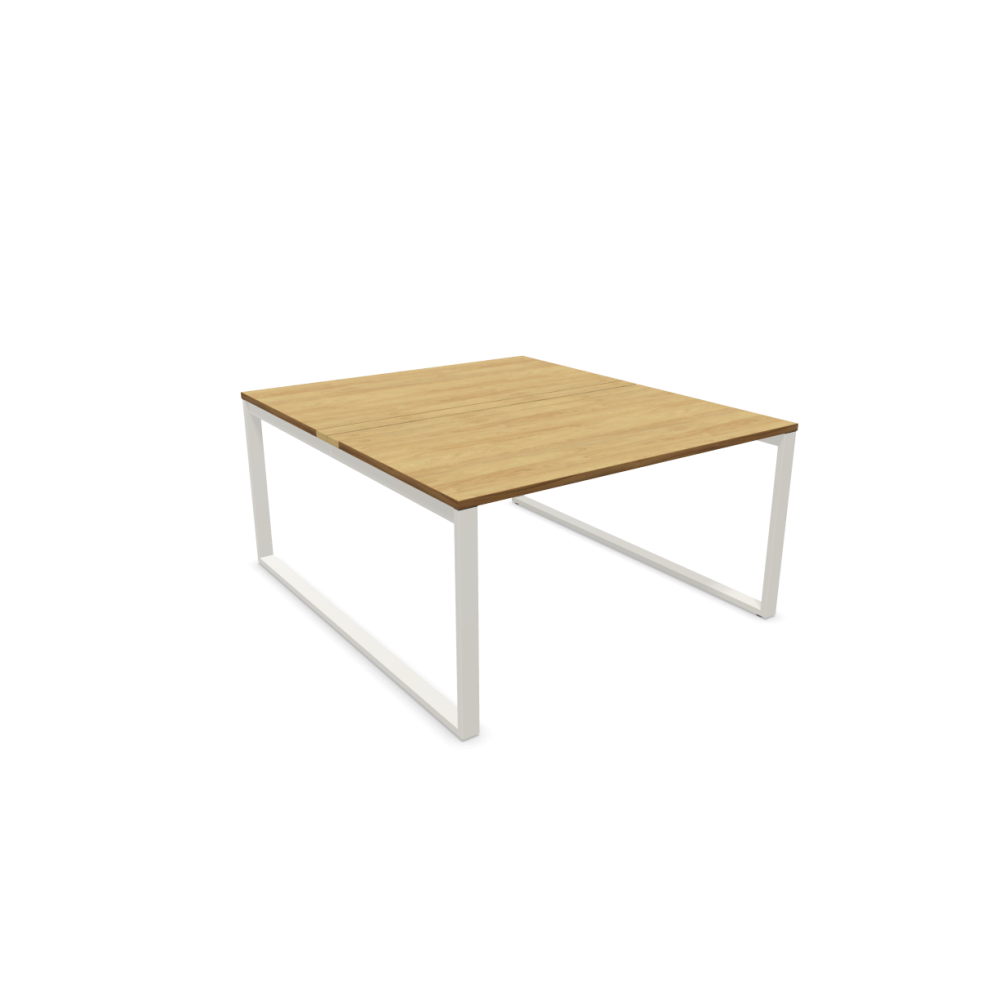 Работна станция с две места SQart Workbench, бяла рамка, 1400x1600x740 мм, ПДЧ 25мм, Хикори