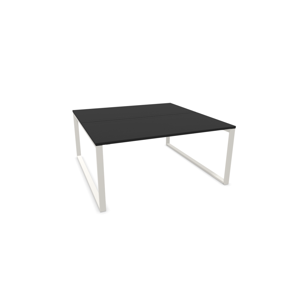 Работна станция с две места SQart Workbench, бяла рамка, 1600x1600x740 мм, ПДЧ 25мм, черен графит