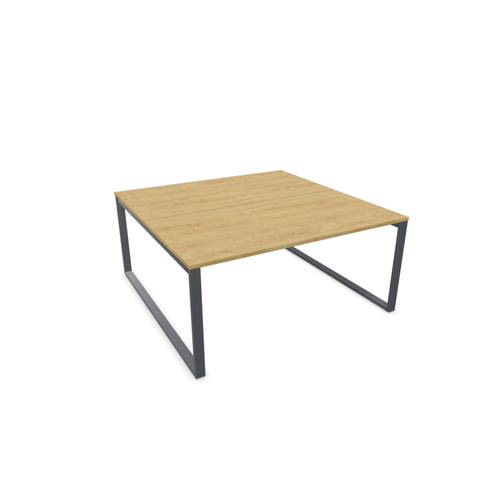 Работна станция с две места SQart Workbench, сива рамка, 1600x1600x740 мм, ПДЧ 25мм, дъб Хамилтън