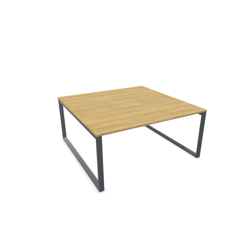 Работна станция с две места SQart Workbench, сива рамка, 1600x1600x740 мм, ПДЧ 25мм, Хикори