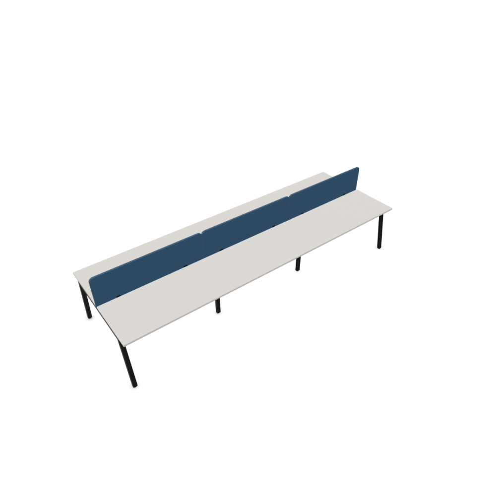 Работна станция с шест места CS5040 Workbench, син панел, черна рамка,4200x1400x740 мм,ПДЧ 25мм,сива