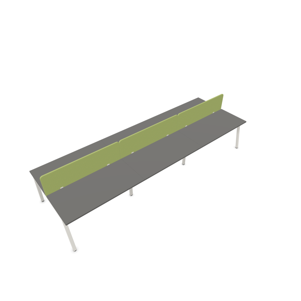 Работна станция с шест места CS5040 Workbench,зелен панел, бяла рамка,4200x1400x740 мм,ПДЧ 25мм,сива