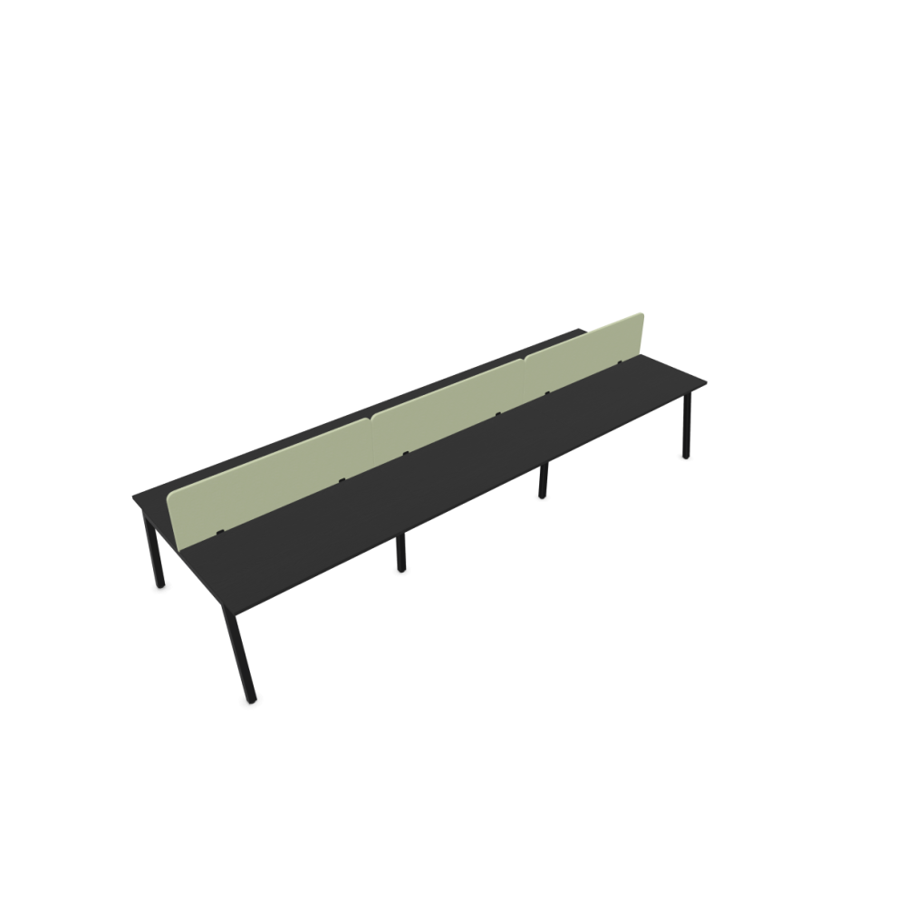 Работна станция с шест места CS5040 Workbench, зелен панел,черна рамка,4200x1400x740 мм,25мм,графит