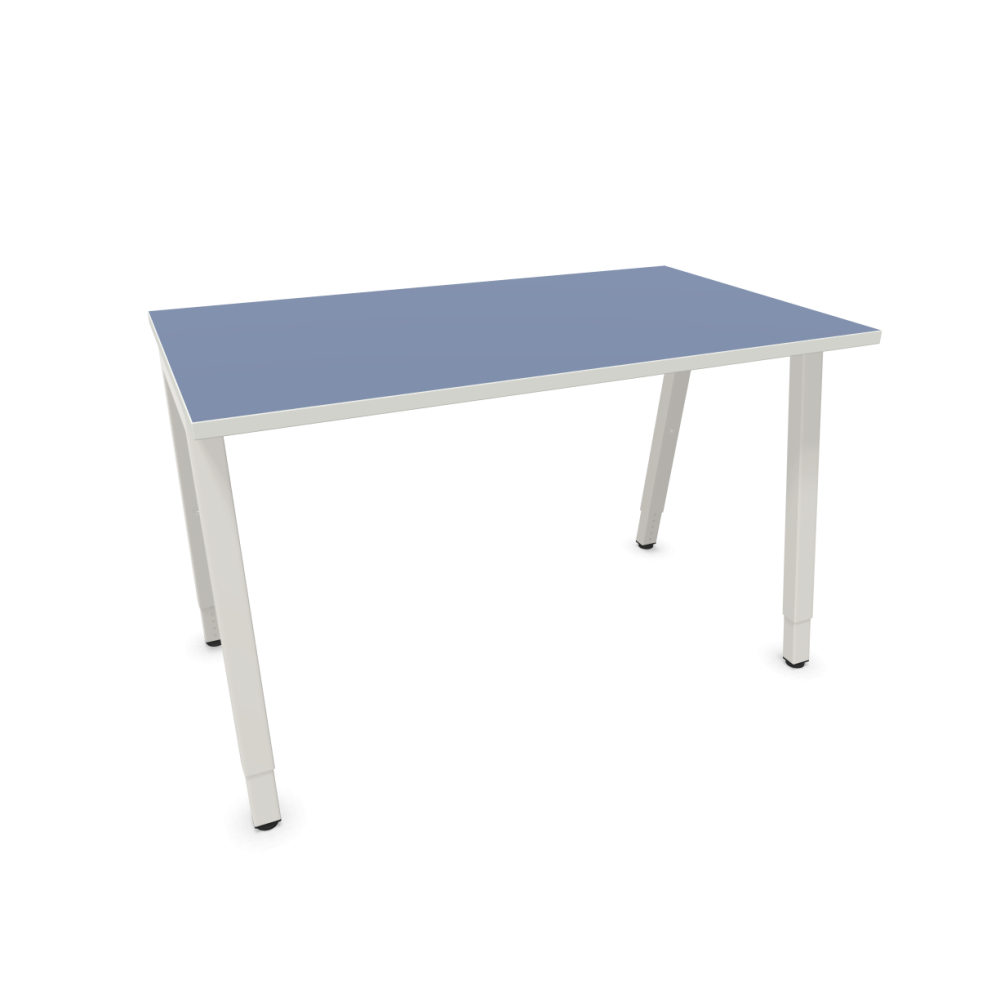 Работно бюро CS5040 A-leg, бяла рамка, 1200x700x740 мм, ПДЧ 25 мм, опушено синьо