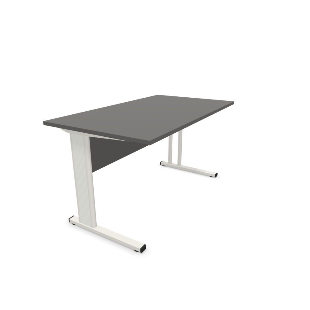 Работно бюро Easy Space с бял C профил, 1400x600x740 мм, ПДЧ 25 мм, тъмносиво