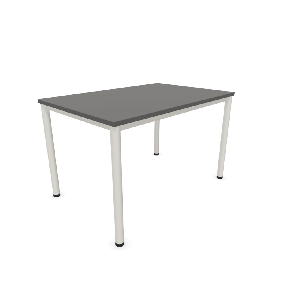 Работно бюро Easy Space с бял кръгъл профил, 1200x800x740 мм, ПДЧ 25 мм, тъмносиво