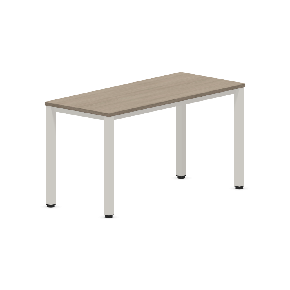 Работно бюро Easy Space с бял квадратен профил, 1400x600x740 мм, ПДЧ 25 мм, орех Виченца