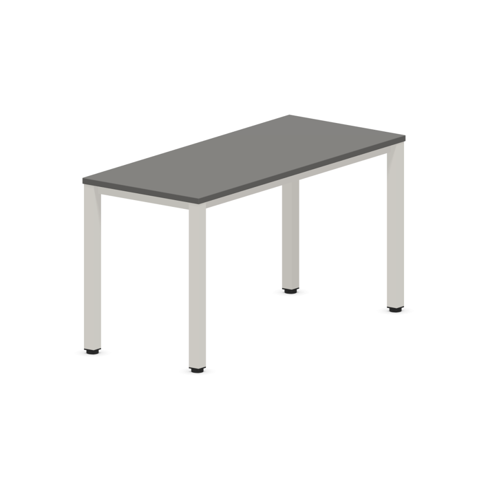 Работно бюро Easy Space с бял квадратен профил, 1400x600x740 мм, ПДЧ 25 мм, тъмносиво