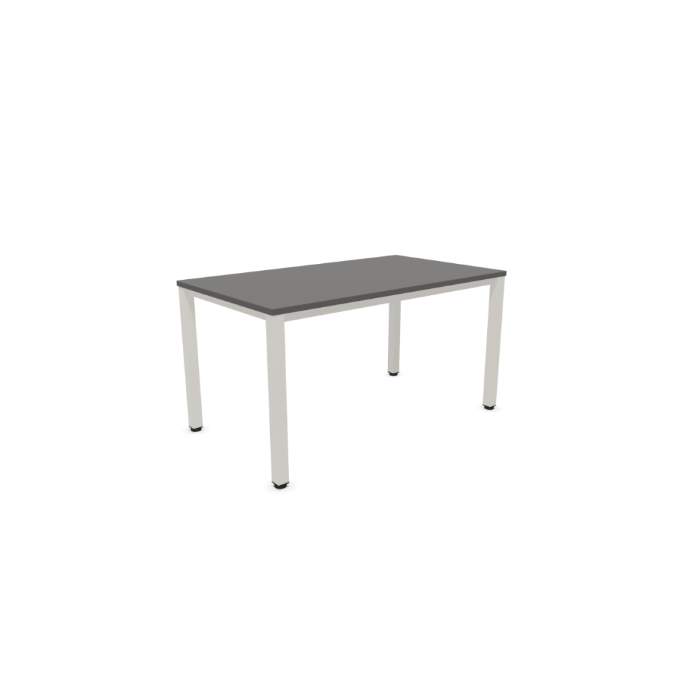 Работно бюро Easy Space с бял квадратен профил, 1400x800x740 мм, ПДЧ 25 мм, тъмносиво