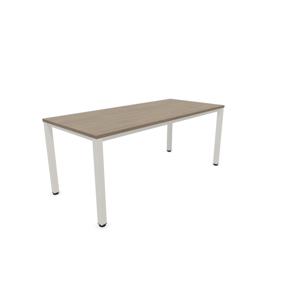 Работно бюро Easy Space с бял квадратен профил, 1800x800x740 мм, ПДЧ 25 мм, орех Виченца