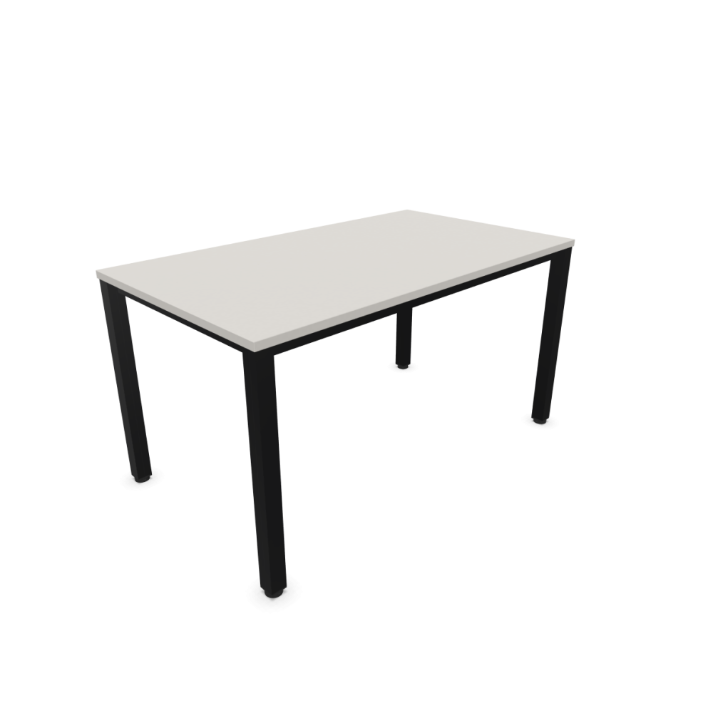 Работно бюро Easy Space с черен квадратен профил, 1400x800x740 мм, ПДЧ 25 мм, платиненосиво