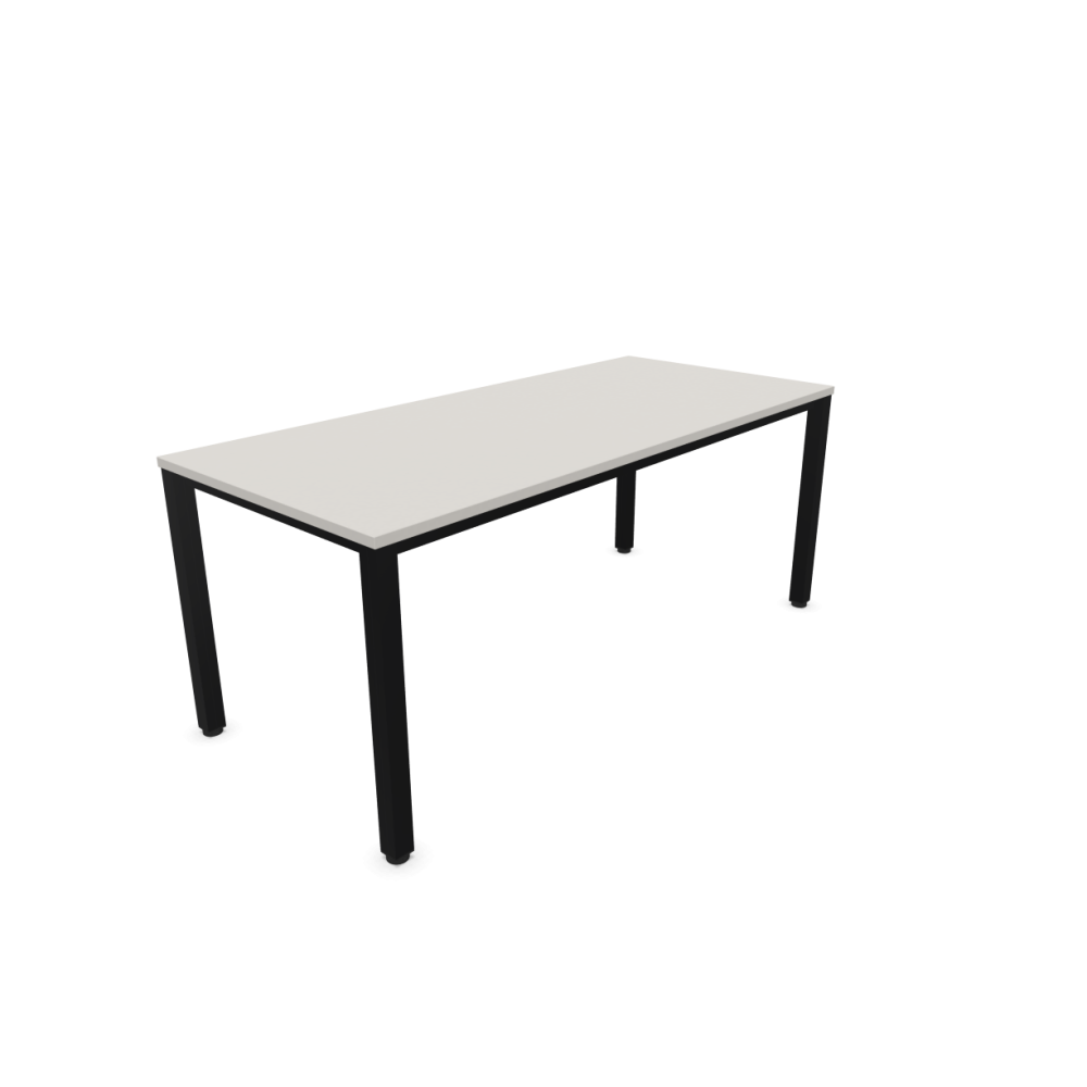 Работно бюро Easy Space с черен квадратен профил, 1800x800x740 мм, ПДЧ 25 мм, платиненосиво