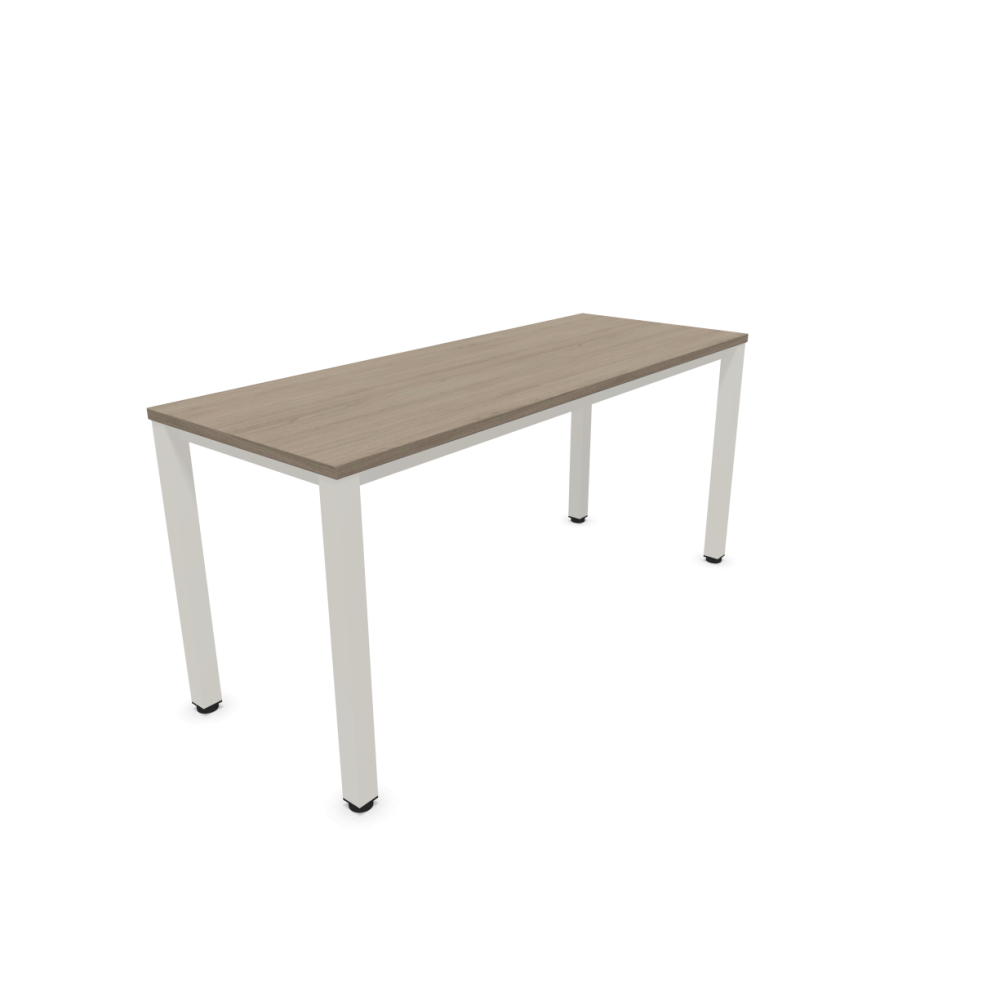 Работно бюро Easy Space със бял квадратен профил, 1600x600x740 мм, ПДЧ 25 мм, орех Виченца