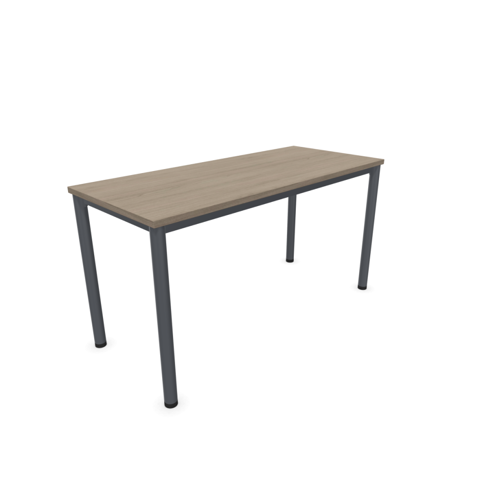 Работно бюро Easy Space със сив кръгъл профил, 1400x600x740 мм, ПДЧ 25 мм, орех Виченца