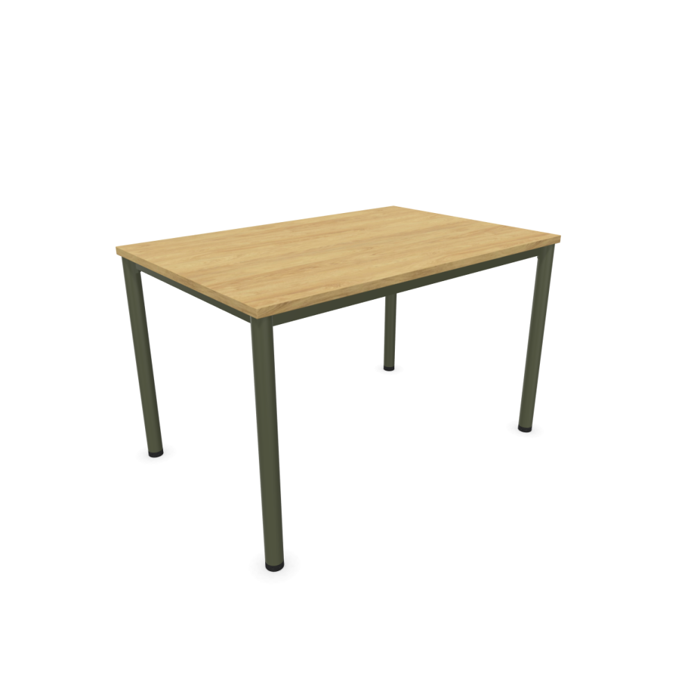 Работно бюро Easy Space със зелен кръгъл профил, 1200x800x740 мм, ПДЧ 25 мм, Хикори