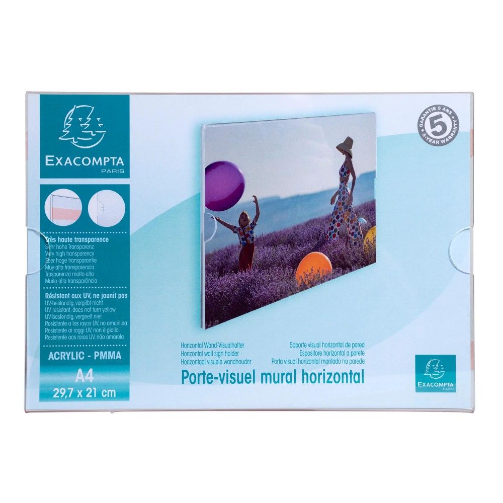 Рамка за стена EXACOMPTA, A4, 210х297 мм, хоризонтална, кристална, акрилна