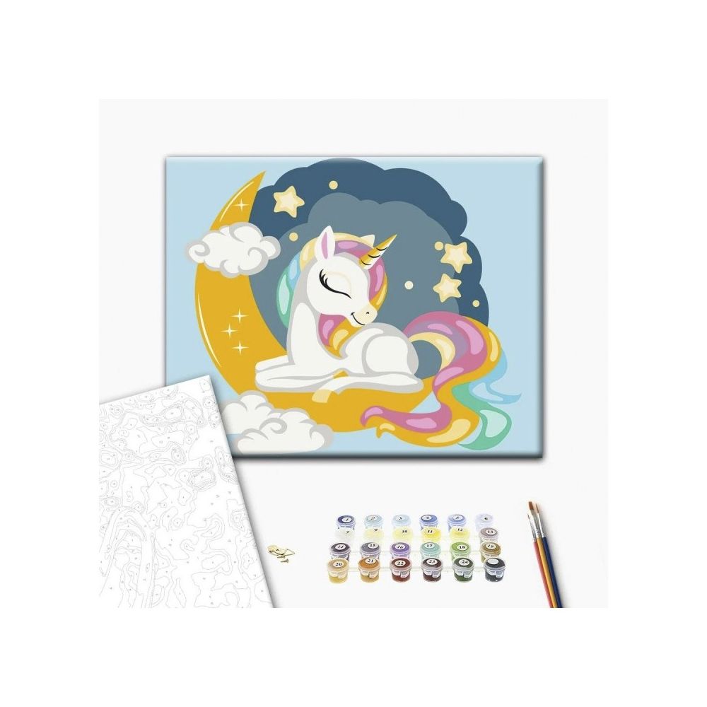 Рисуване по номера BrushMe Kids, с подрамка, RAINBOW UNICORN/Еднорог, 30х40 см
