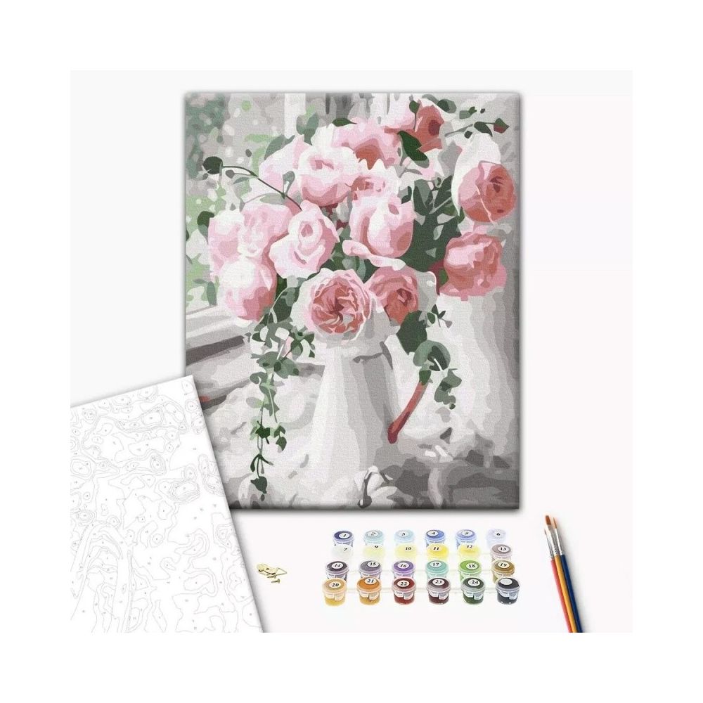 Рисуване по номера BrushMe, с подрамка, BOUQUET OF DELICATE ROSES/Букет рози, 40x50 см