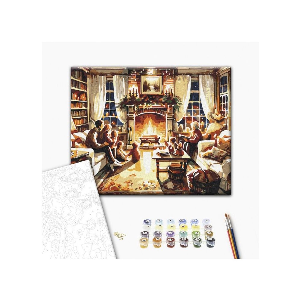 Рисуване по номера BrushMe, с подрамка, COZY FAMILY EVENING, Уютна вечер, 40х50 см