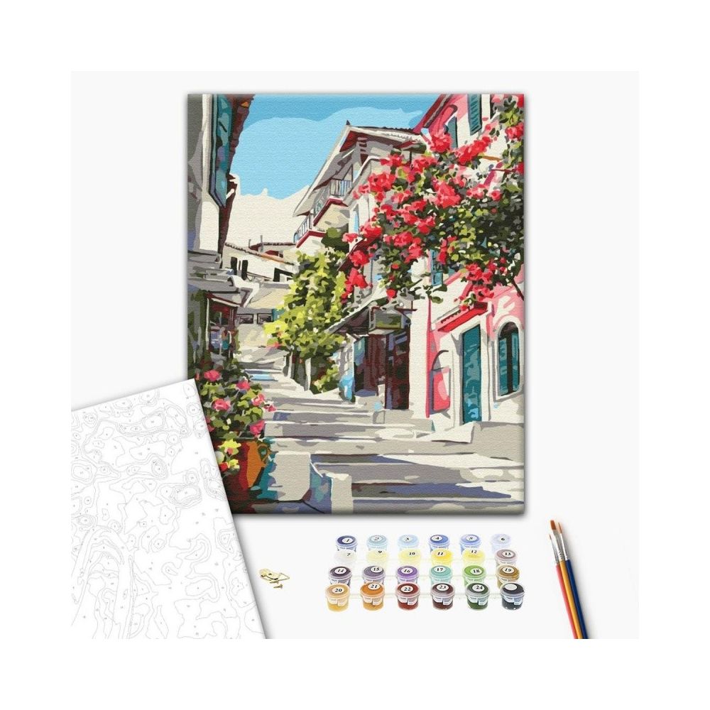 Рисуване по номера BrushMe, с подрамка, GREECE/Гърцка улица, 40х50 см